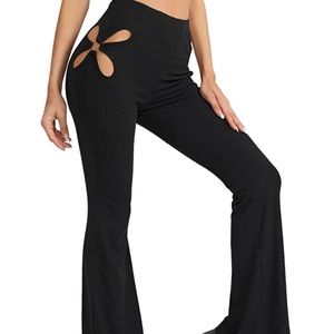 NEVER WORN black ribbed cut out flare pants